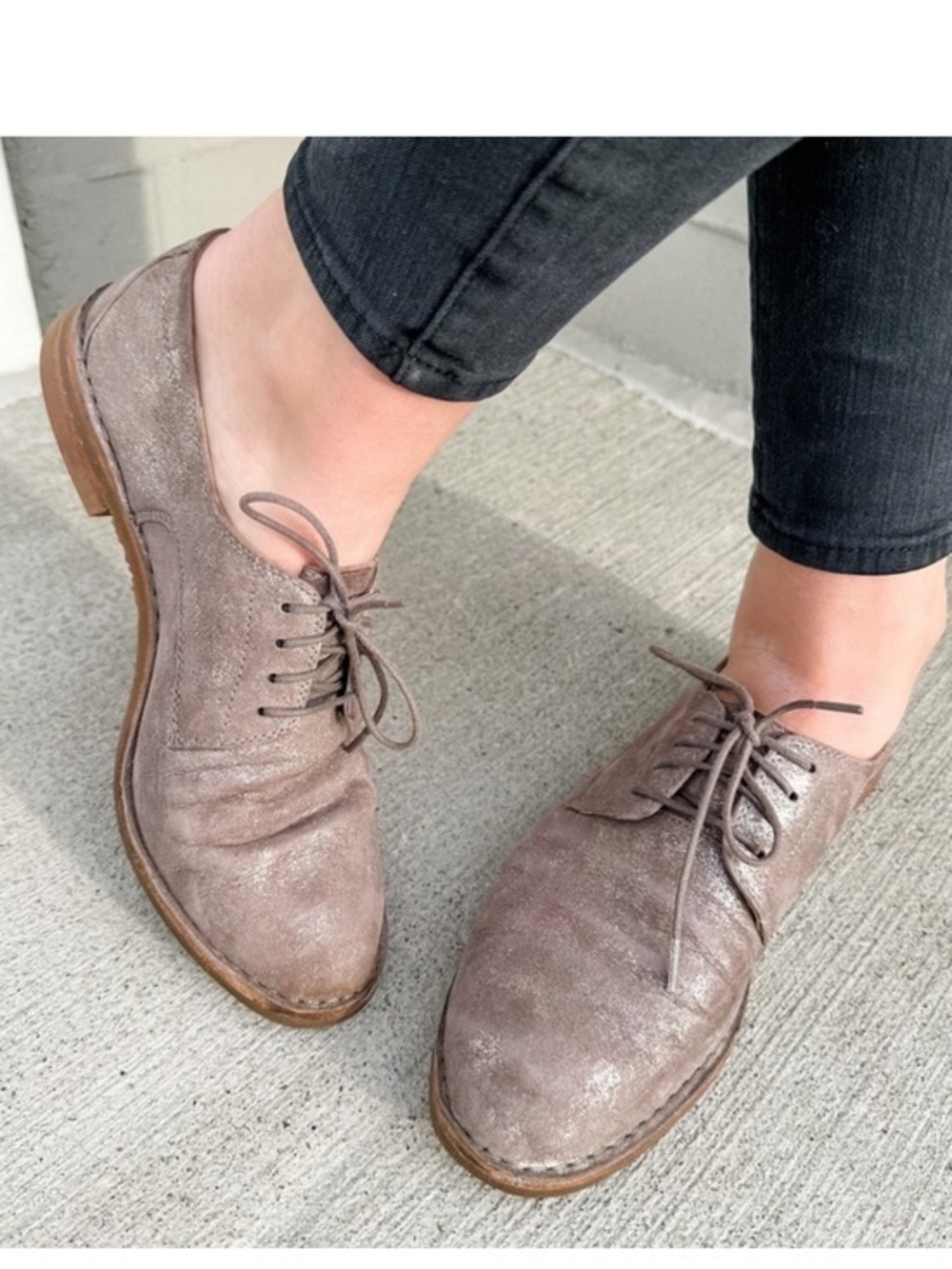 Trask Ana Lace Up Oxford Bronze Metallic Taupe